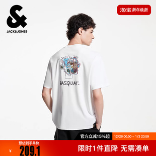 上衣 T恤BSQ联名舒适纯棉宽松精致刺绣短袖 杰克琼斯男装 冬新款