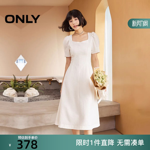 连衣裙女 ONLY2025冬季 中长款 气质复古方领泡泡袖 126107011 新款