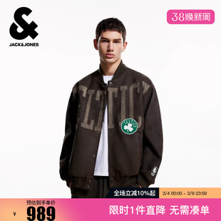 杰克琼斯NBA联名凯尔特人队冬舒适百搭棒球服长袖外套休闲上衣