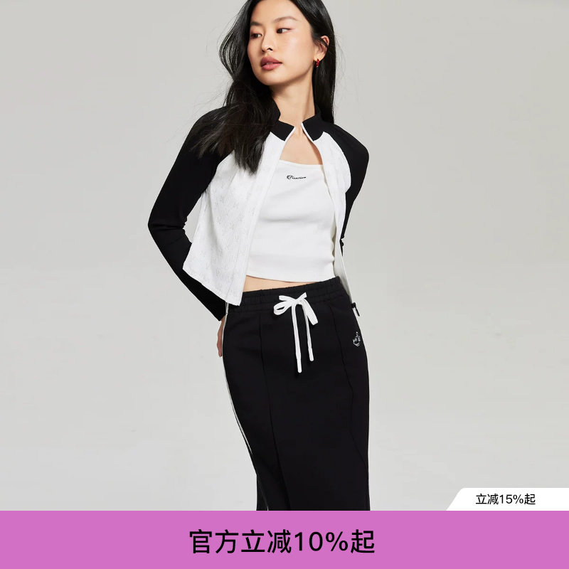 绫致【新】Vero Moda上衣女冬新休闲H印花立领拼色插肩袖短外套