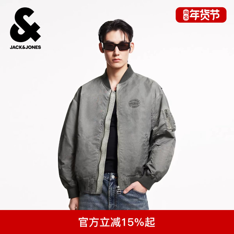 杰克琼斯男装冬时尚宽松时尚字母印花做旧棒球领夹克外套上衣,男装,夹克,淘宝优惠券,粉丝福利购,淘宝优惠卷