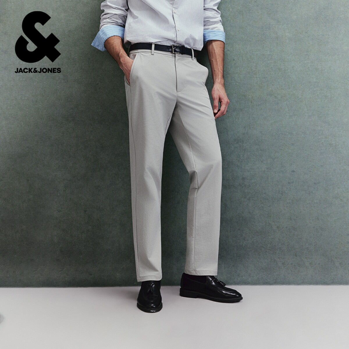 杰克琼斯春季休闲裤常规松紧腰头双侧插袋时尚百搭潮流休闲长裤子