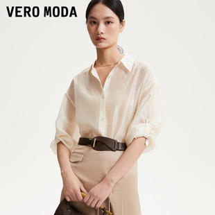 宽松薄纱透视简约纯色325305004 Vero Moda衬衫 衬衣女2025夏季 新款