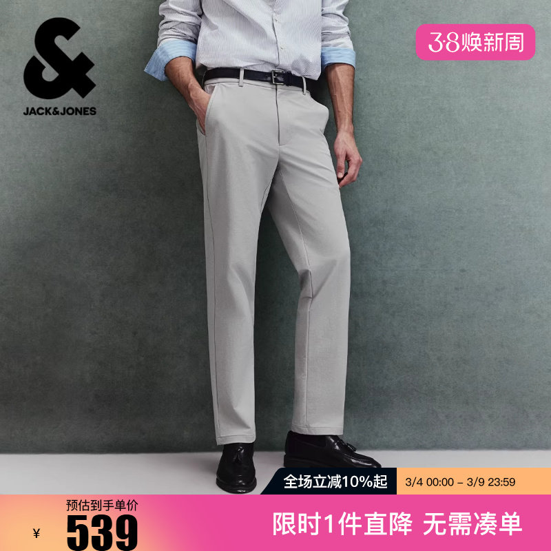 杰克琼斯春季休闲裤常规松紧腰头双侧插袋时尚百搭潮流休闲长裤子