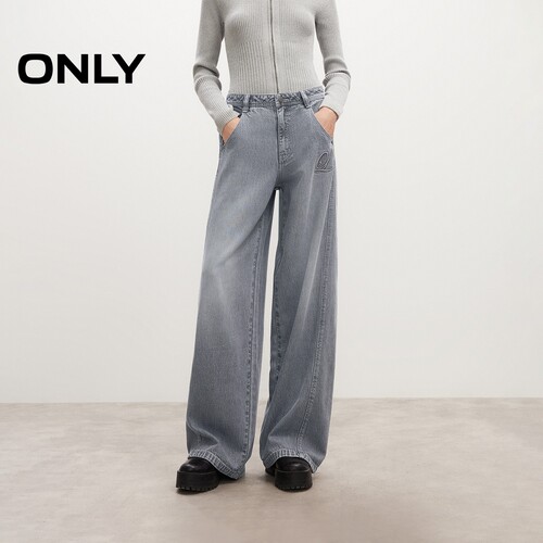 ONLY2025冬新款宽松经典提臀约克线直筒显瘦牛仔裤女|125432018