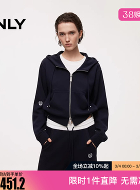 ONLY2025冬季新款双向拉链舒适亲肤连帽开衫卫衣女|12549R020