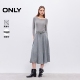 异材拼接纵向螺纹收腰针织连衣裙女 ONLY2025冬季 新款 125442006