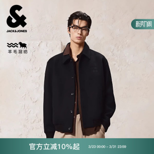 羊毛混纺经典 新款 运动廓形简约翻领毛呢大衣外套 冬季 杰克琼斯男装