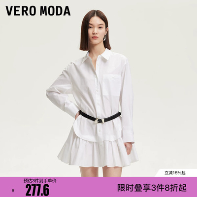 绫致Vero Moda连衣裙冬新款纯色衬衫裙简约时尚