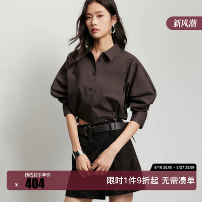 绫致Vero Moda衬衫女2026秋季新款短款蝙蝠袖翻领简约上衣