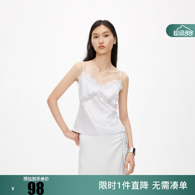 绫致ONLY2025冬新款时尚辣妹蕾丝吊带修身雪纺吊带内搭女