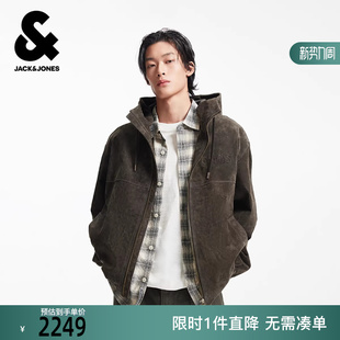 上衣外套 皮衣抽绳连帽纯色简约字母日常百搭长袖 杰克琼斯男装 冬季