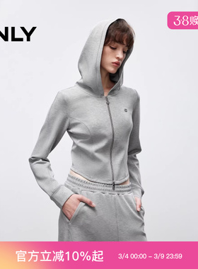 ONLY2025冬新款休闲软糯亲肤连帽修身短款开衫卫衣女|12549R010