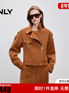 ONLY2025冬新款挺阔PU面料设计正肩翻领长袖外套女|1253PU007