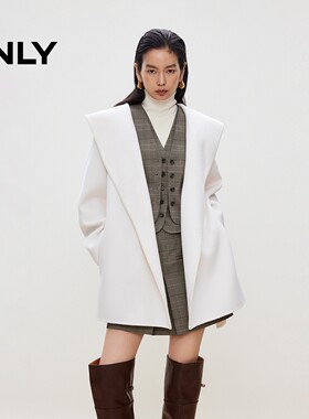 ONLY2025秋季新款双面呢大兜帽设计含绵羊毛呢子大衣女|12546T004