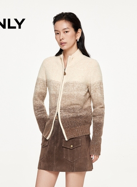 ONLY2025秋季新款时髦小高领个性渐变宽松开衫针织衫女|12543B008
