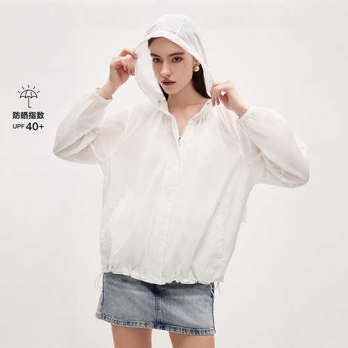 ONLY2026夏季新款时髦纯色宽松抽绳连帽外套女|126236011