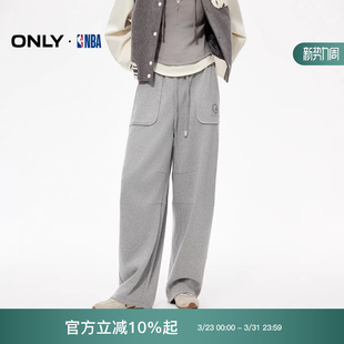 休闲裤 NBA合作系列运动阔腿绒感香蕉裤 女 新款 ONLY2025冬季