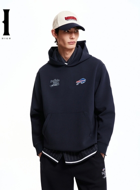 SEASON HIGH男装NEL联名款比尔队春季新款宽松连帽套头卫衣