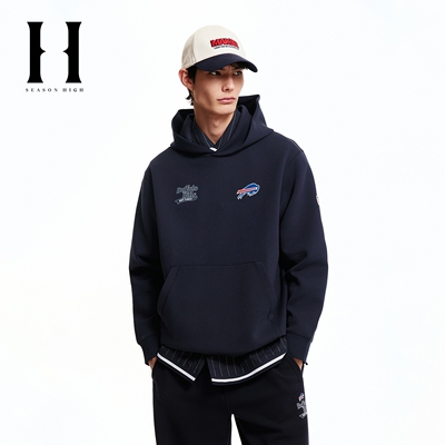 SEASON HIGH男装NEL联名款比尔队春季新款宽松连帽套头卫衣