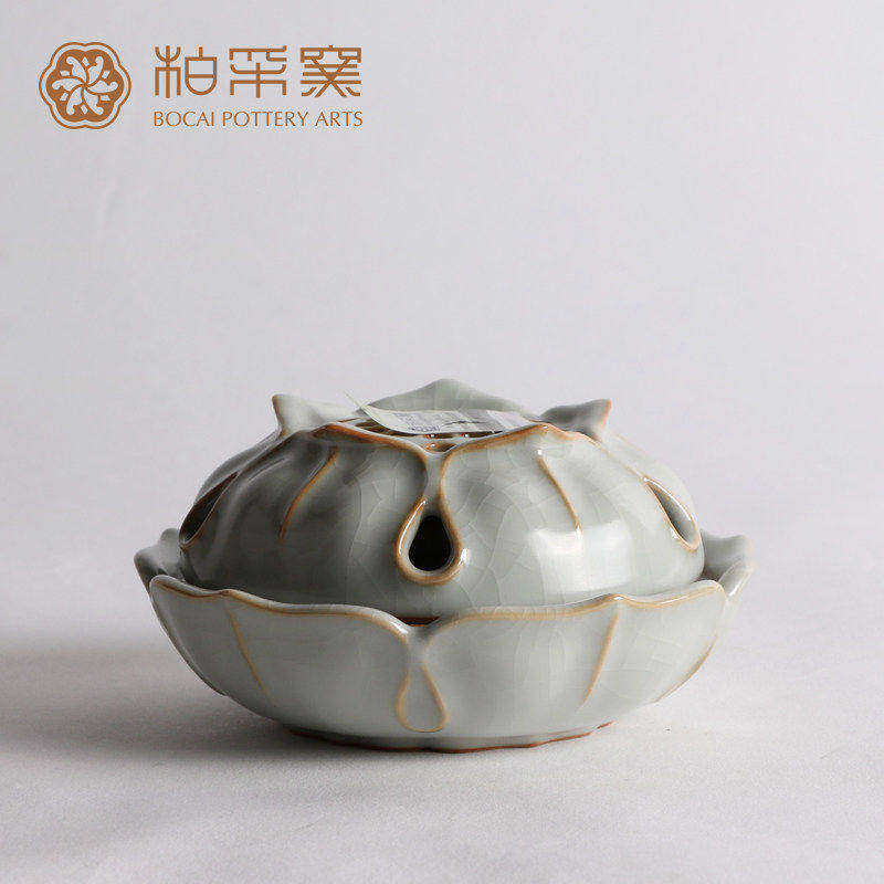 正品柏采窑茶具台湾柏采汝窑冬青釉荷韵盈盈香炉开片香薰香道配件