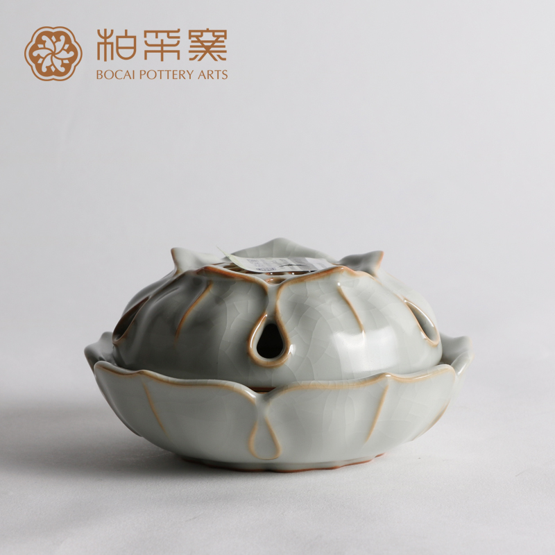 正品柏采窑茶具台湾柏采汝窑冬青釉荷韵盈盈香炉开片香薰香道配件