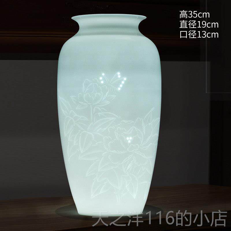 正品景德镇陶泥瓷手绘薄胎半刀花瓶摆件客名人家居新中式厅装器饰