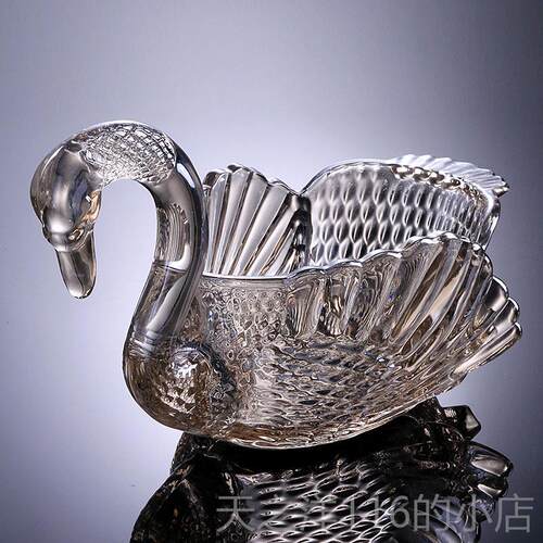 正品轻奢结晶婚水玻璃果盘客厅新水果盘创意家用动物天鹅零食乔盘