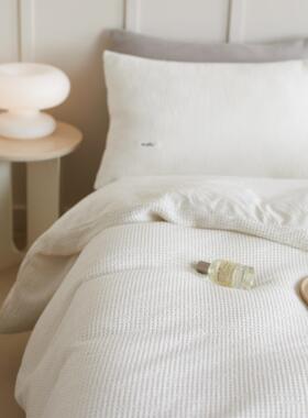 正品超柔华单夫格全棉床笠四件ins色套复古酒店民宿法式纯白色床