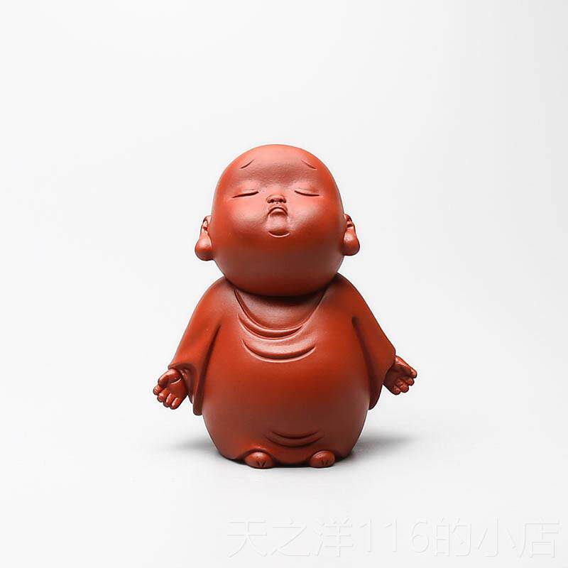 正品紫砂人茶宠佛可爱招财物摆件茶艺茶件具摆创意人物朱泥可养小