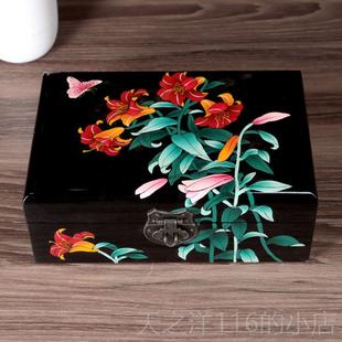 结婚生日礼饰物中式 宝首收纳盒 古饰珠品盒 漆器首复饰盒木质 正品