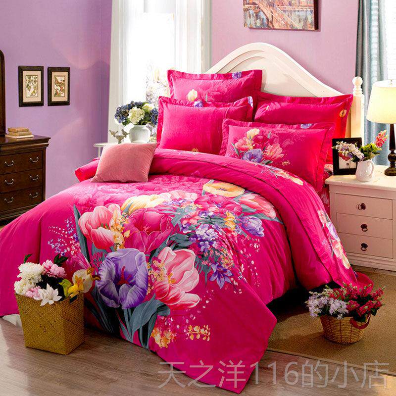 正品棉新品3D立体性印花全加磨毛四活件套厚床上用品床单纯棉被套