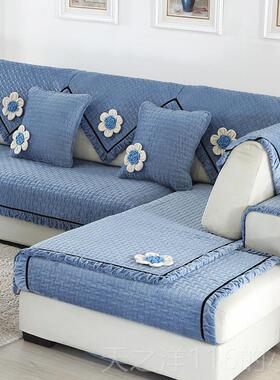 正品绒沙发垫冬厚季布艺毛防用滑坐垫家加客厅冬天紫色万能全包沙