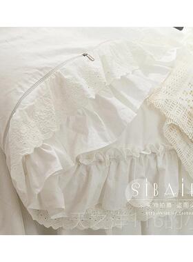 正品韩版艾琳娜纯品灰色裙纯棉全棉叶花边蕾丝床款被套床上用荷四