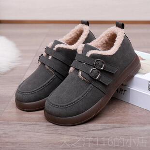 正品2023季新款老北京布毛毛鞋冬加加厚豆豆鞋软底防鞋滑绒保暖妈