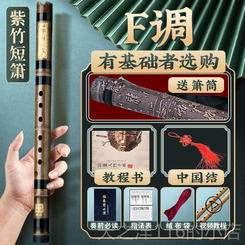 正品洞箫乐古器萧级初学者专业演奏学零基础六八孔g调f风紫竹生短