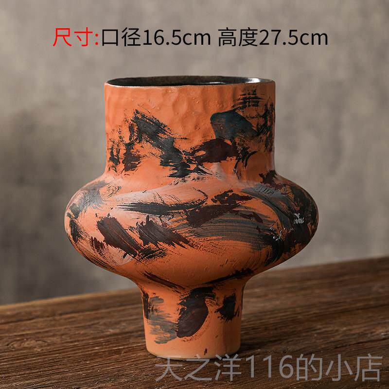 正品景德镇陶瓷花风瓶复古诧寂摆件客厅高档花酒插干花花高脚器民