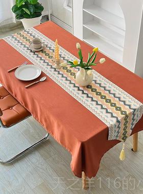 正品北欧轻奢高级感桌布套艺餐装棉麻小新简约现代长清方形桌布桌