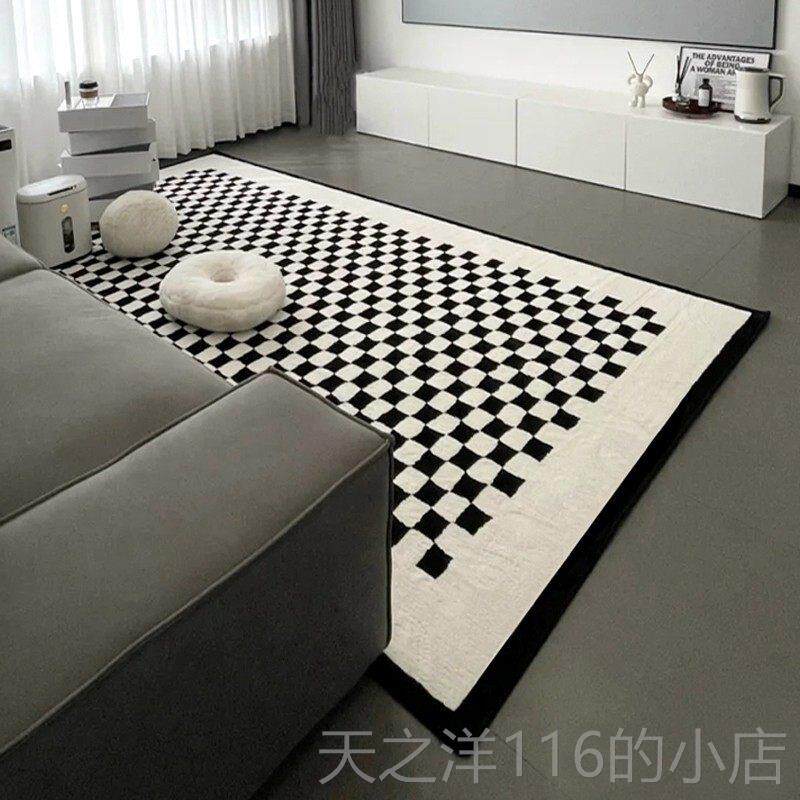 正品厅中世访纪地毯法覆古客咖啡桌毯子黑色和白色可问的豪华高端
