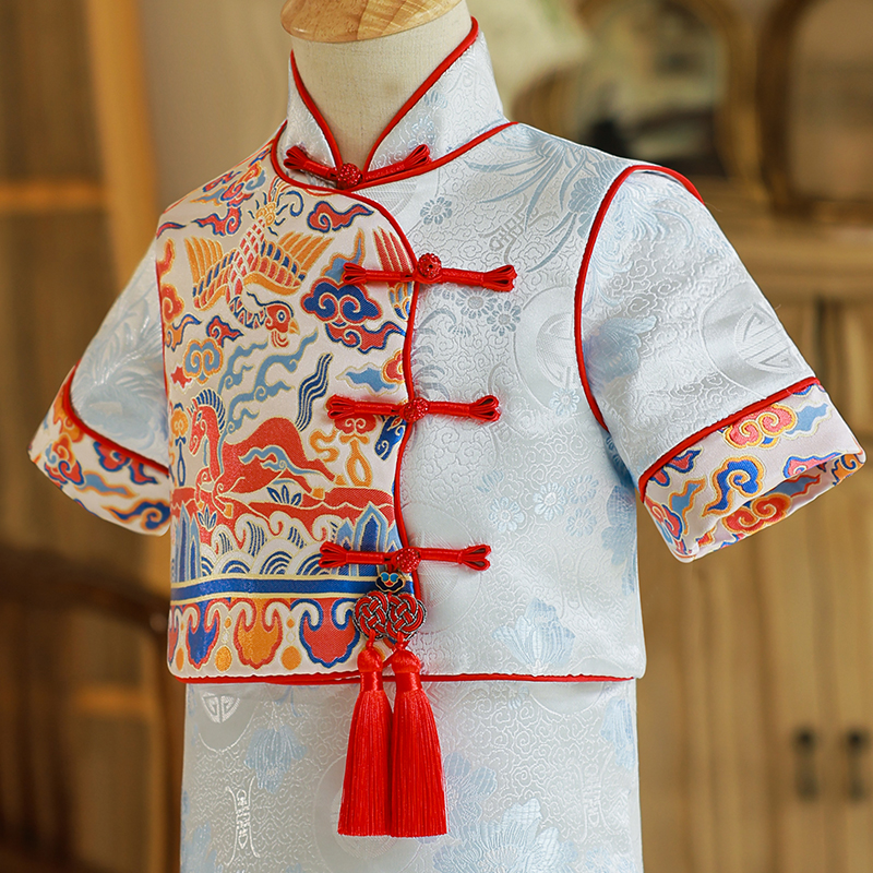哥麦拉夏季周岁礼服男宝宝抓周