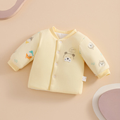 夹棉保暖上衣纯棉a类秋冬棉袄开衫 婴儿外套冬季 加厚男女宝宝冬装