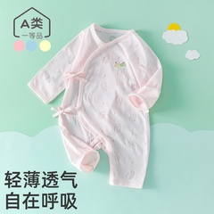 初生宝宝0到3个月夏天薄款衣服婴儿52码纯棉a类长袖连体衣新生儿