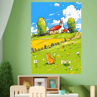 动漫风景画海报墙贴宿舍卧室背景墙自粘装饰贴画可爱治愈贴纸壁画