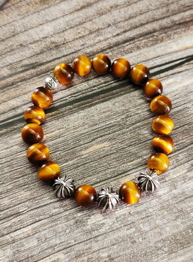 天然虎眼石十字架925银