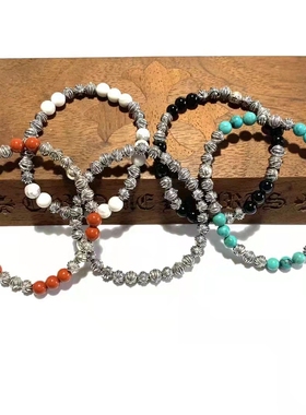 复古潮牌6mm手串CH窄版黑曜石