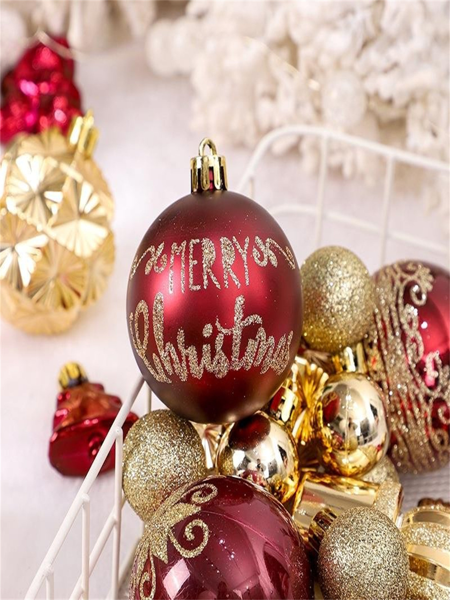 42 Piece Christmas Ball Ornaments Set Hand-Painted Bulk - Product image 3