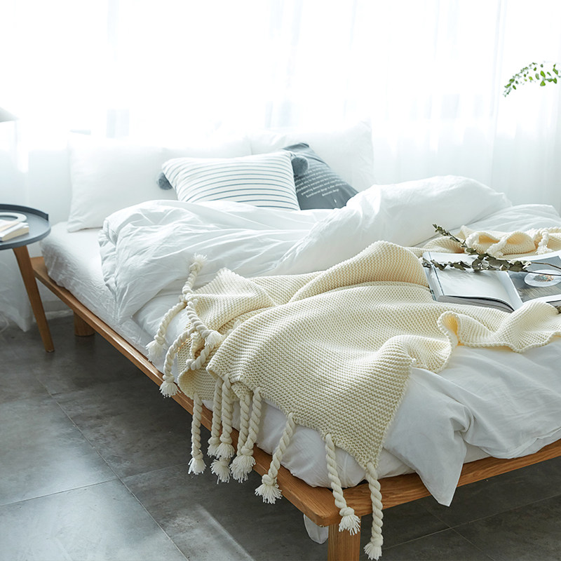 簡約純色北歐風粗線針織毯辦公室午休毯麻花結裝飾毯流蘇床上蓋毯在類目 牀上用品, 休閒毯/毛毯/絨毯中 - 來自Buy2taobao.com提供專業的淘寶代購服務