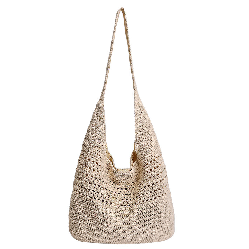 韩版ins文艺慵懒手工钩花编织包休闲百搭棉线单肩包腋下包度假包