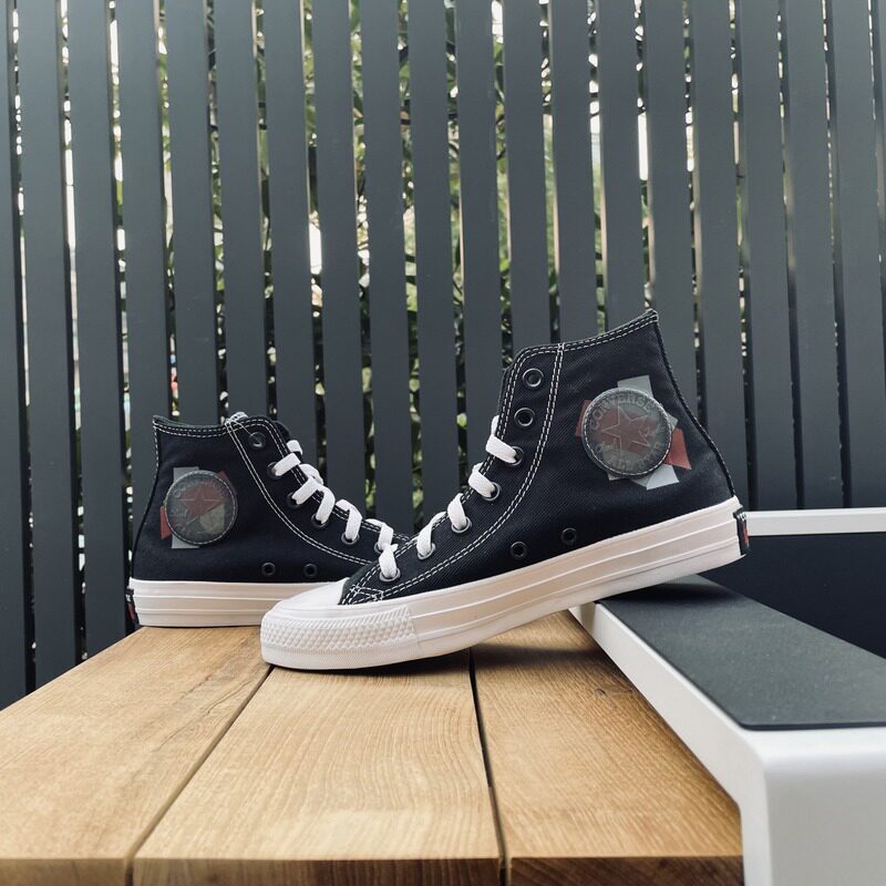 converse匡威2020秋季新品个性布丁标休闲百搭高帮帆布鞋 165091c