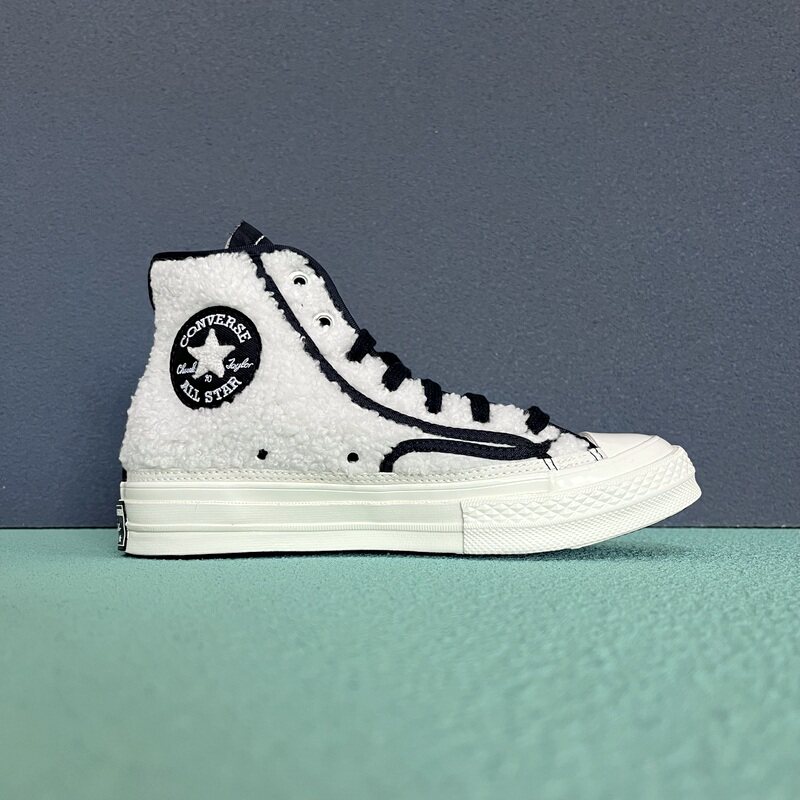 匡威新款1970s羊羔绒加绒白黑高帮男女休闲帆布鞋172005c 172006c